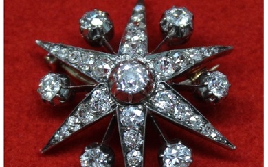 A Victorian diamond brooch, six pointed star shape, silver a...