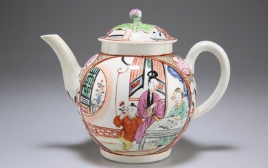 A WORCESTER TEAPOT AND COVER, CIRCA 1770, painted in