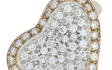A brilliant-cut diamond bi-colour heart-shape ring.