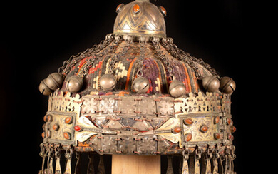 A ceremonial fabric and silver headdress - Turkestan - late 19th century