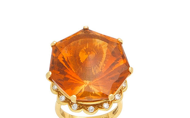 A citrine and diamond dress ring,, by Geoffrey Rowlandson, 1999