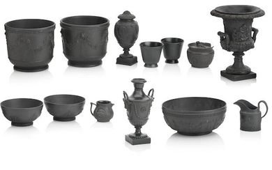 A collection of black basalt wares