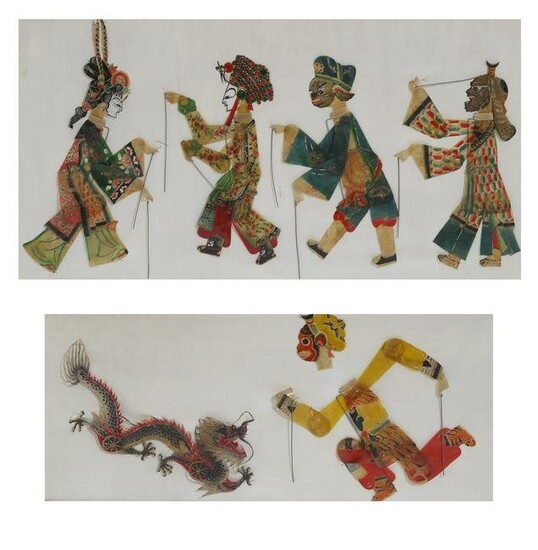 A collection of six Chinese shadow puppets