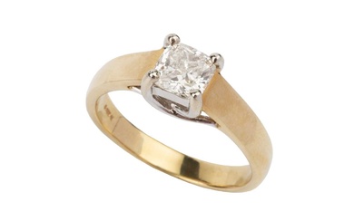 A diamond solitaire ring, the cushion cut stone of approx...