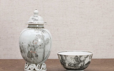 A group of Chinese export en grisaille porcelain