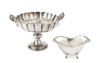 A late Victorian silver pedestal bowl, of shaped and fluted...