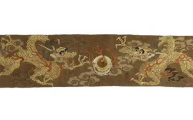 A magnificent Japanese dragon embroidery 18th century Embroidered with couched gilt thread...