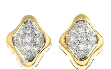A pair of 18ct gold pave-set diamond cluster earrings.