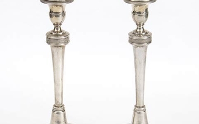 A pair of Italian silver 833/1000 candlesticks - Naples 1824-1832...