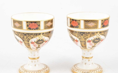 A pair of Royal Crown Derby Imari pattern goblets