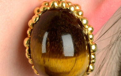 A pair of mid 20th century tiger's-eye earrings, by Kutchinsky.