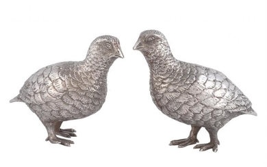 A pair of silver models of grouse by Edward Barnard & Sons