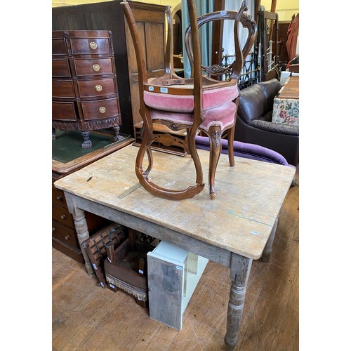 A pine kitchen table and a pair of 19th century mahogany bal...
