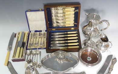 A quantity of Silver Plate, including bottle coaster, wine f...