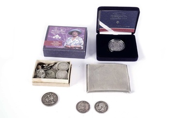A selection of GB pre-1947 silver coinage and other items