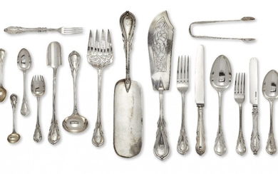 Amendment: Please note that the table knives are London, c.1961, CJ Vander and of a similar, but not identical design. A set of Victorian Lily pattern silver