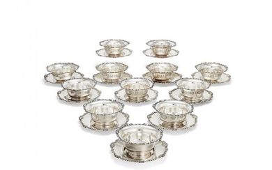 A set of twelve Italian finger bowls and stands by Eugenio Stancampiano