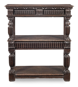 A small and interesting Elizabeth I joined oak three-tier buffet or court cup-board, circa 1580