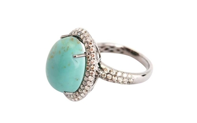 A turquoise and diamond ring