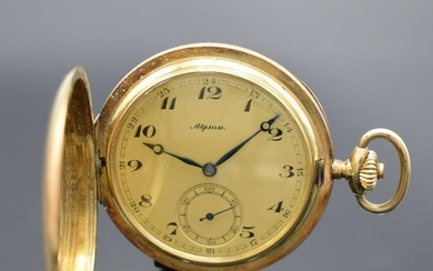 ALPINA 14k yellow gold hunting cased pocket watch