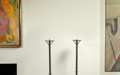 AMERICAN MODERN Pair of Iron Torchieres circa 1956height 46in (117cm)