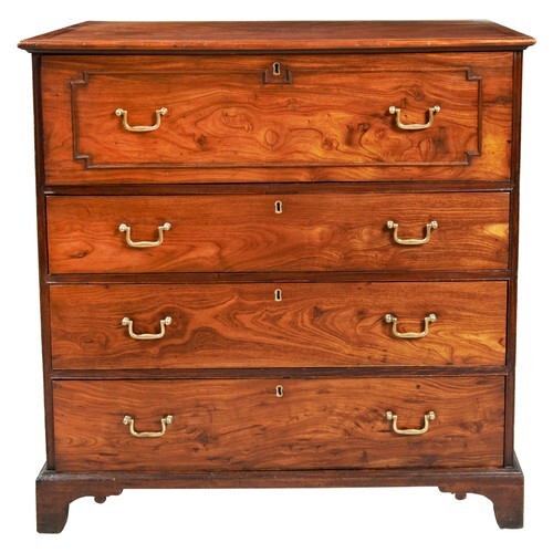 ANGLO-CHINESE HUNAGHUALI AND MIXED HARDWOOD SECRETAIRE CHEST...
