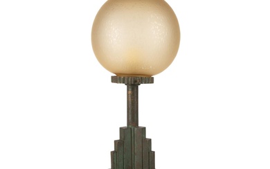 ART DECO TABLE LAMP WITH GLASS GLOBE SHADE