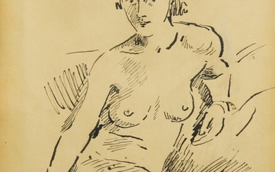 Adrian Maurice Daintrey RWA, British 1902-1988- Seated female nude, c.1939; pen and black ink on paper, signed and dated 'Adrian Daintrey / c.1939' in red pencil (lower right), 36 x 29.3 cm. (ARR)