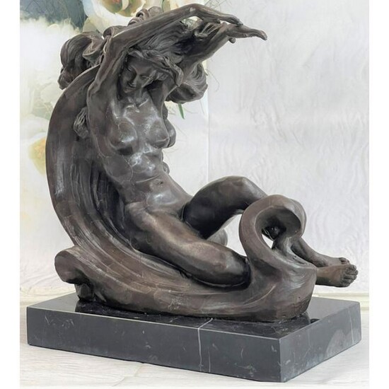 After Botticelli, Venus In Waves Bronze Sculpture