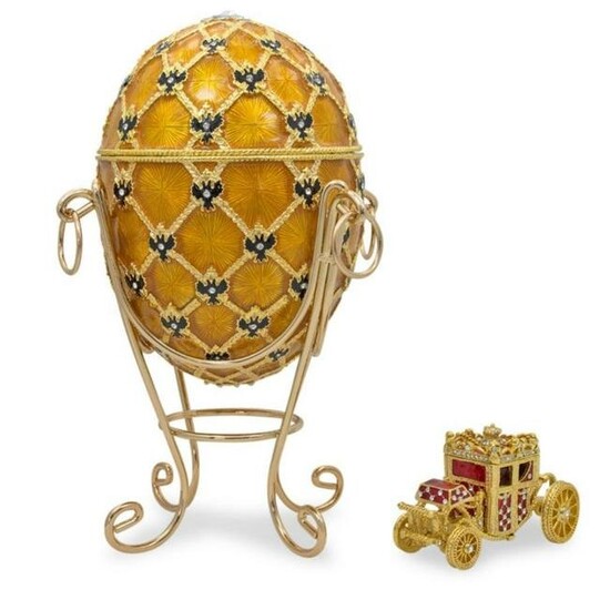 After Faberge, Russian Royal Coronation Trinket Box Egg