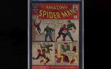 Amazing Spider Man #4. 1st appearance of Sandman. Historia de Stan Lee. Calificación 7.0. Editor Comics Marvel. Año de emisión 1963.