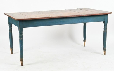 American Country Blue-Painted Farm Table