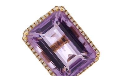 An 18ct gold amethyst and brilliant-cut diamond cocktail rin...