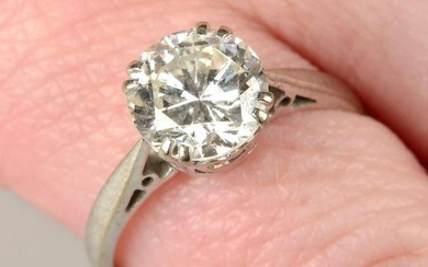 An 18ct gold brilliant-cut diamond single-stone ring.Estimated diamond weight 2cts, I-J colour, SI