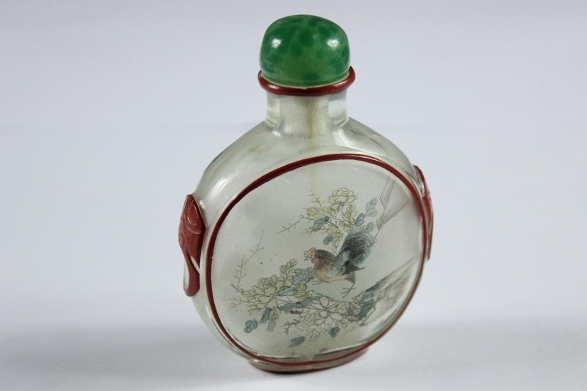 An Antique Chinese Glass Snuff Bottle; the bottle having a g...