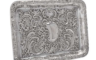 An Edwardian silver rectangular tray by Walker & Hall