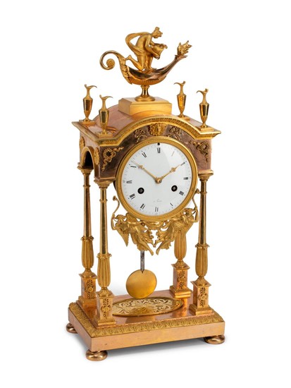 An Empire Gilt Bronze Mantel Clock