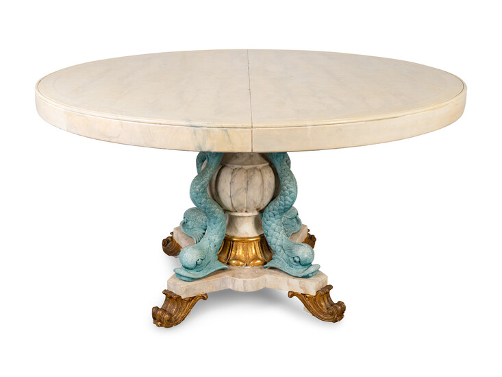 An Italian Empire Style Parcel-Gilt and Painted Center Table