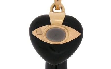 An abstract onyx-mounted gold pendant believed to be by Giorgio...