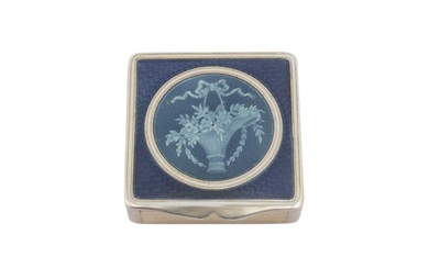 An early 20th century French 950 standard silver and guilloche enamel pill box, Paris circa 1910 possibly by Edmond Lalire