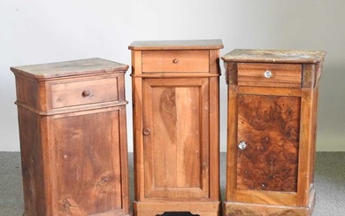 An early 20th century French walnut pot cupboard, together with...