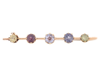 An early 20th century gem set bar brooch, apparently unmarke...