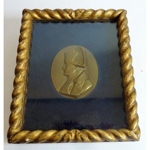 An oval 19th century bronze relief of Napoleon in profile; s...