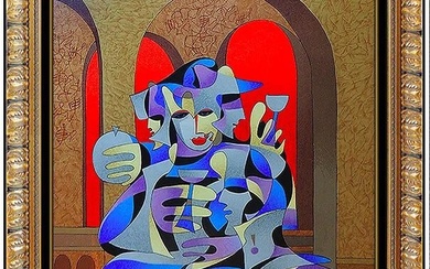 Anatole Krasnyansky Hand Embellished Giclee On Canvas Large Original Cubism Art