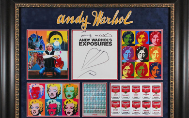 Andy Warhol Signed Custom Framed Sketch Photo Display (Beckett)
