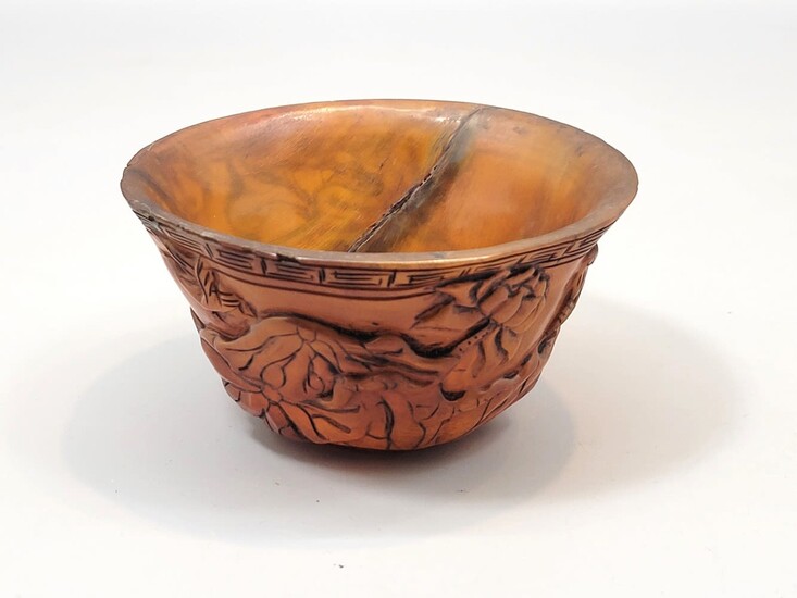 Antique Chinese Bowl Carved Out of Horn