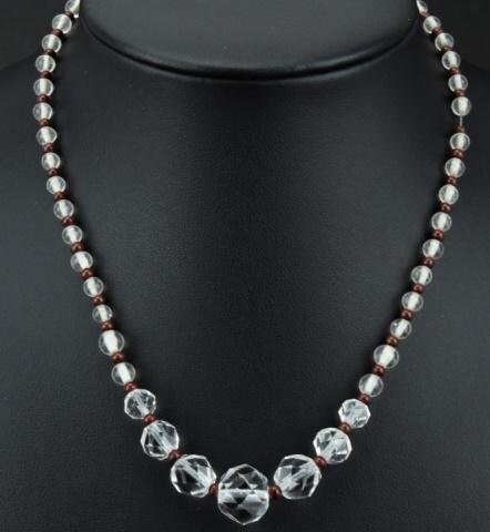 Antique Faceted Rock Crystal Bead Necklace