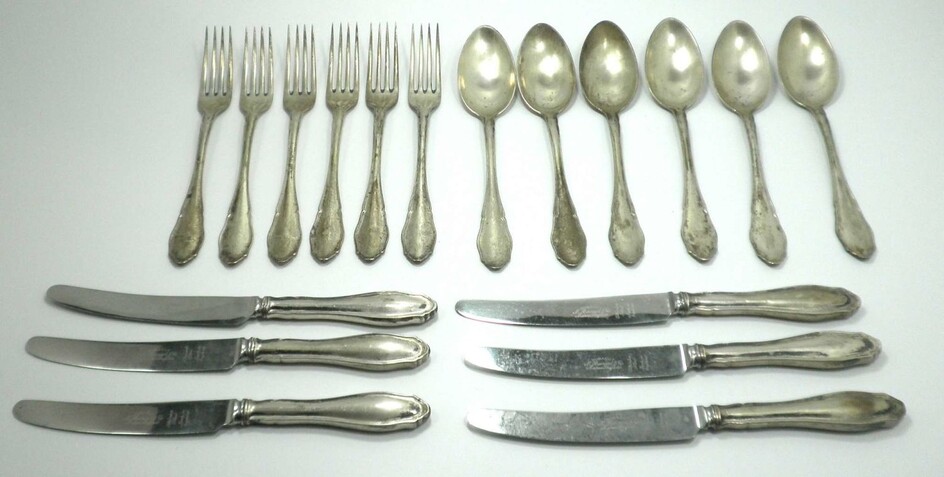 Antique German Silver Cutlery Serving 6 Diners