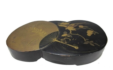 Antique Japanese black & gold wood box