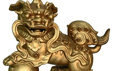 Antique Oversized Chinese Qing Dynasty Gilt Porcelain